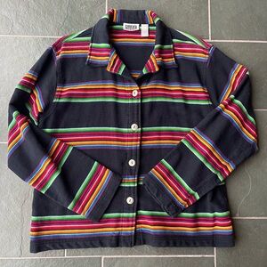 Chico's Design Vintage Cotton Rainbow Strip Boxy Jacket